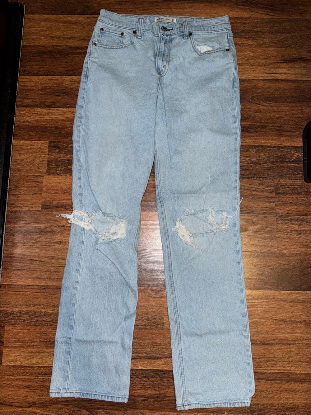 Abercrombie & Fitch Light Blue Straight Leg Distressed Jeans